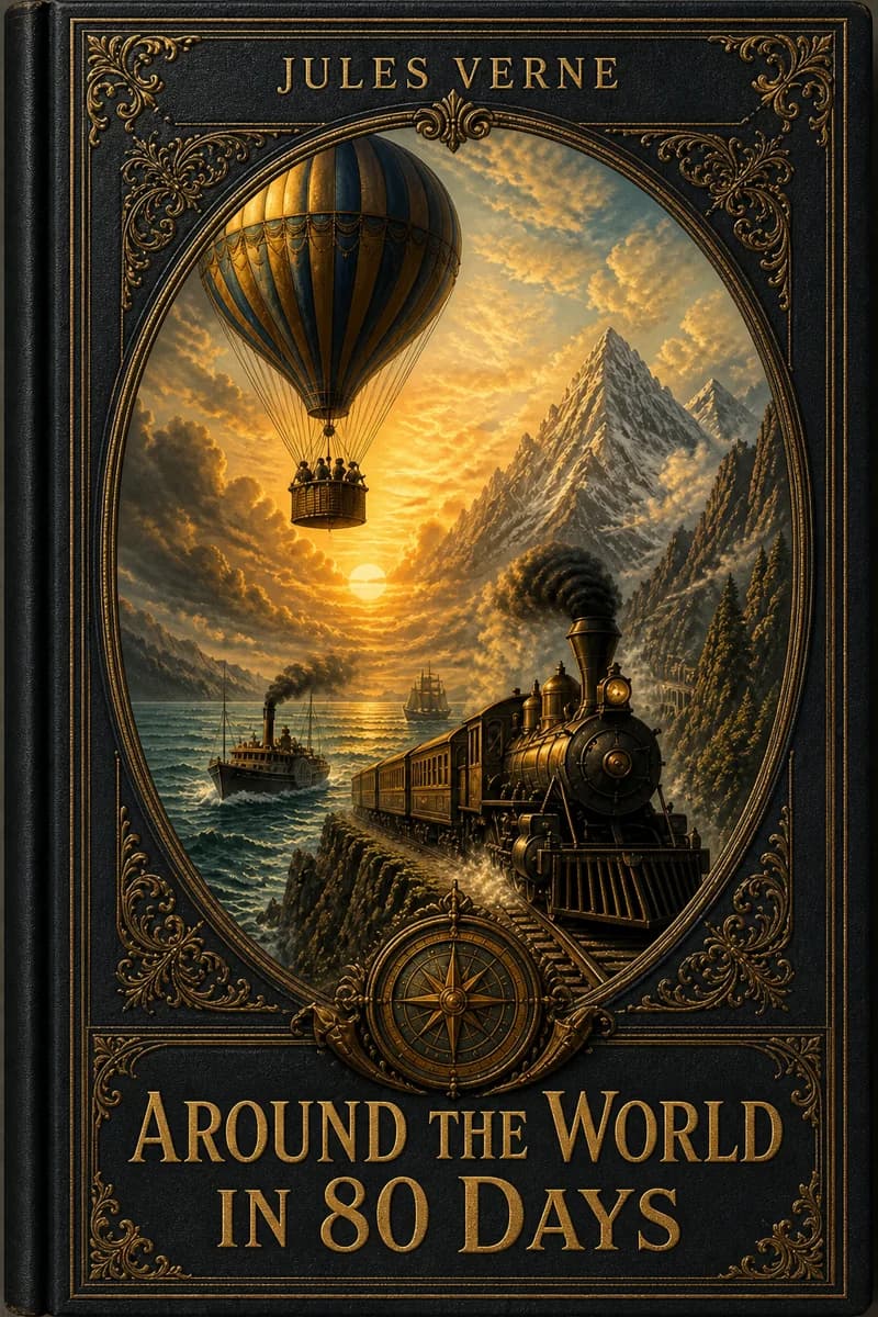 Okładka: W osiemdziesiąt dni dookoła świata — Jules Verne